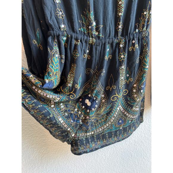 Anna Sui  x O'Neill Harmon | Black Sequin Bell Sleeve Romper | XS - Picture 15 of 16